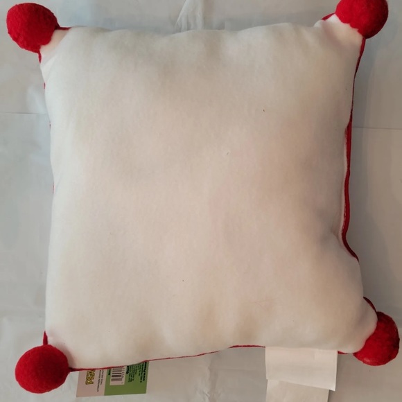 DanDee Snoopy Throw Pillow Christmas Present 12x12 Corner Poms Peanuts NWT - Picture 2 of 7